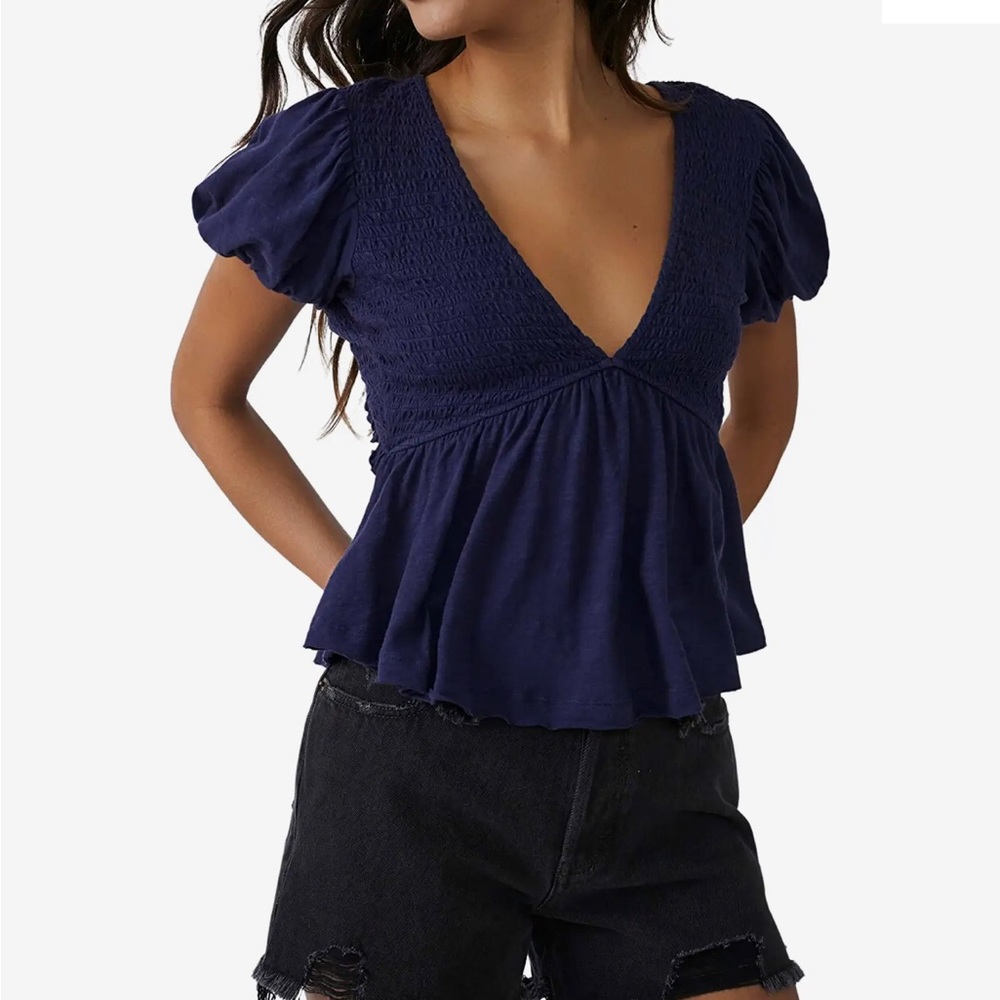 Free People Navy Crop Top